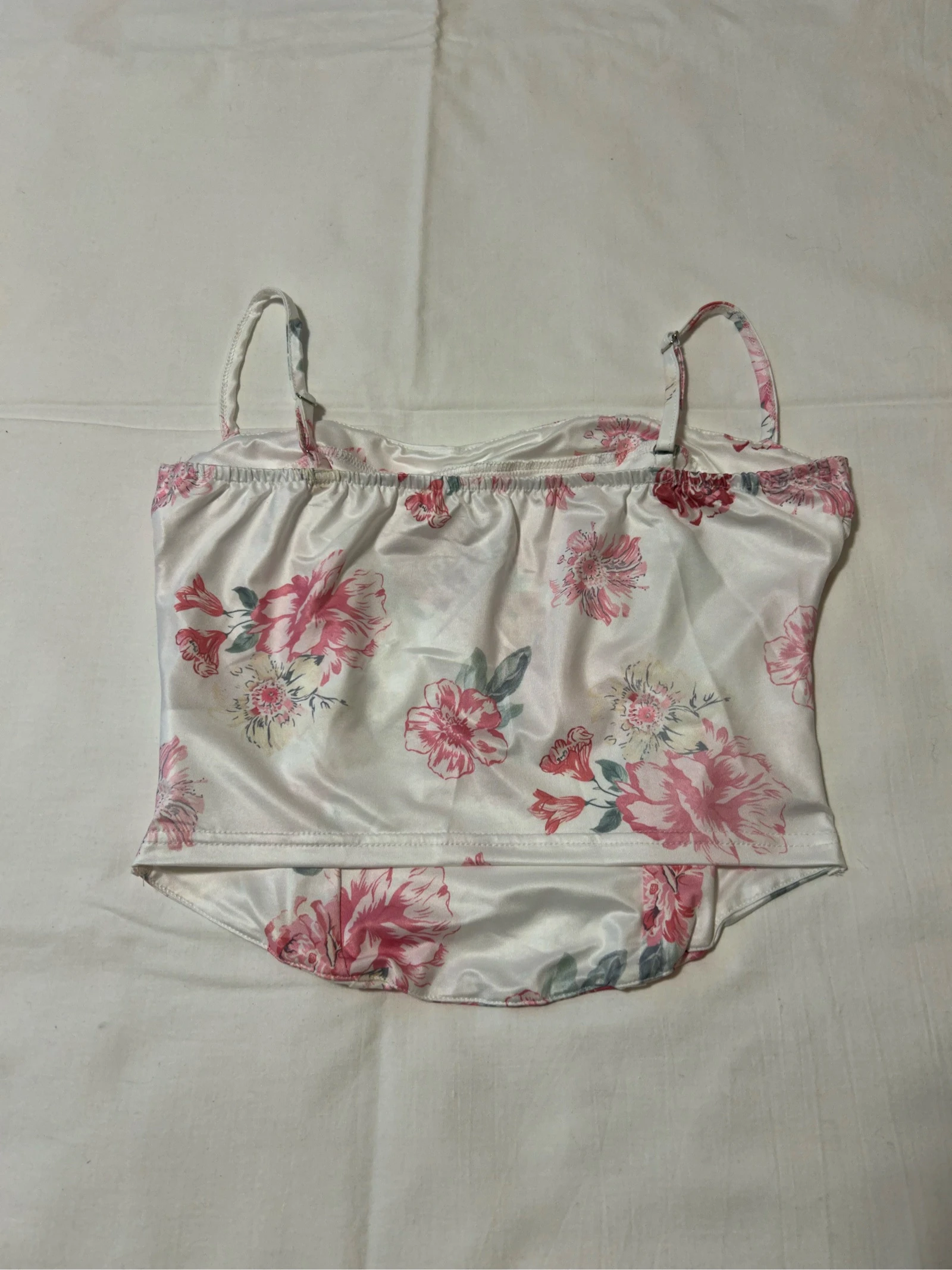 Top estilo espartilho floral de cetim – photo 2